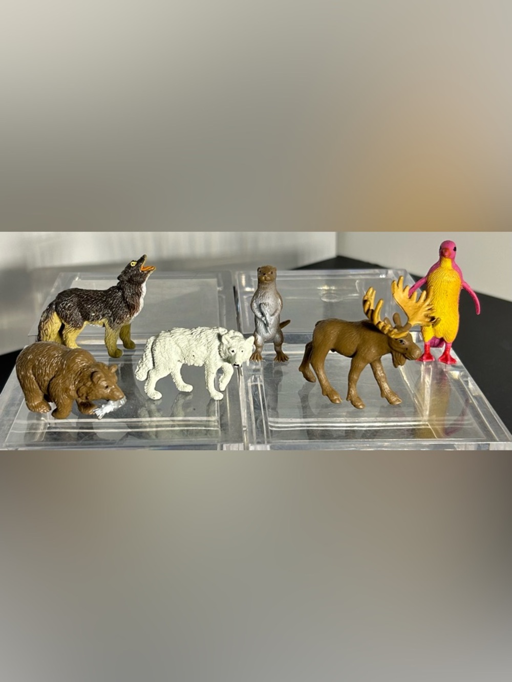 Miniature Animal Figurine Lot - Otter, Wolves, Horse, Bear Penguin